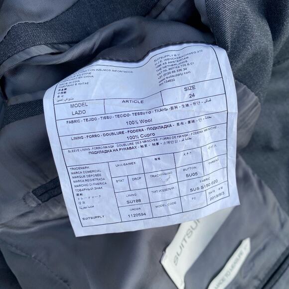 Suitsupply Men's Lazio Grey Wool Blazer Suit Jacket $500 - Picture 4 of 6